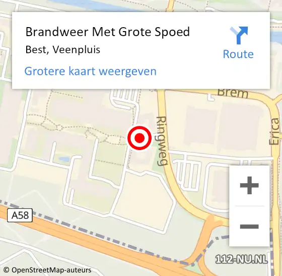 Locatie op kaart van de 112 melding: Brandweer Met Grote Spoed Naar Best, Veenpluis op 5 april 2017 10:05