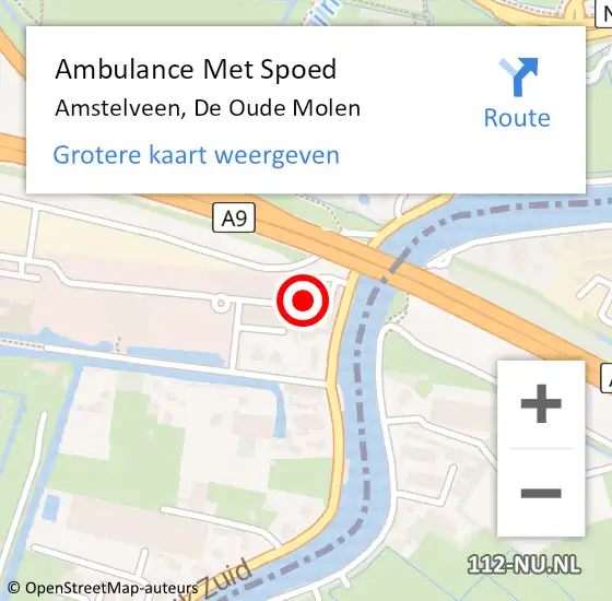 Locatie op kaart van de 112 melding: Ambulance Met Spoed Naar Amstelveen, De Oude Molen op 5 april 2017 10:47