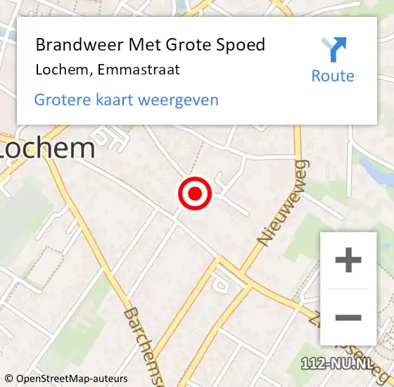 Locatie op kaart van de 112 melding: Brandweer Met Grote Spoed Naar Lochem, Emmastraat op 5 april 2017 10:55