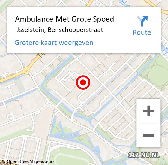 Locatie op kaart van de 112 melding: Ambulance Met Grote Spoed Naar IJsselstein, Benschopperstraat op 5 april 2017 10:57