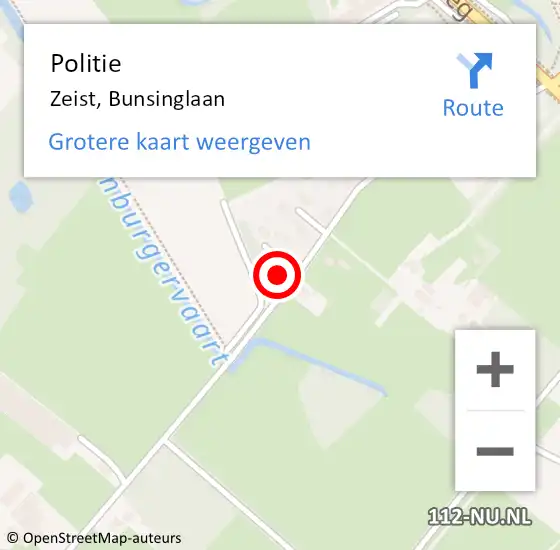 Locatie op kaart van de 112 melding: Politie Zeist, Bunsinglaan op 5 april 2017 11:19