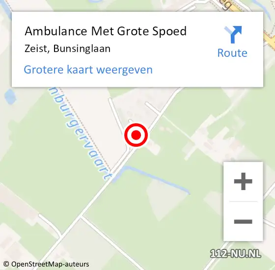 Locatie op kaart van de 112 melding: Ambulance Met Grote Spoed Naar Zeist, Bunsinglaan op 5 april 2017 11:21