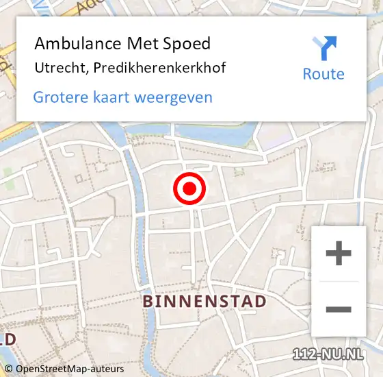 Locatie op kaart van de 112 melding: Ambulance Met Spoed Naar Utrecht, Predikherenkerkhof op 5 april 2017 11:38