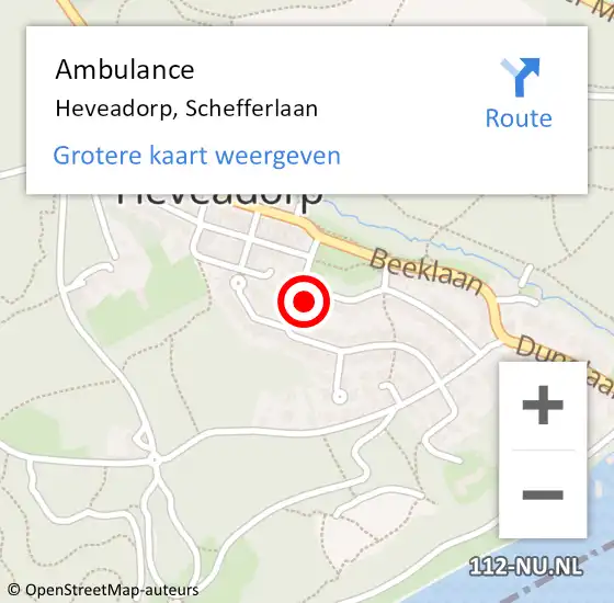 Locatie op kaart van de 112 melding: Ambulance Heveadorp, Schefferlaan op 5 april 2017 12:46