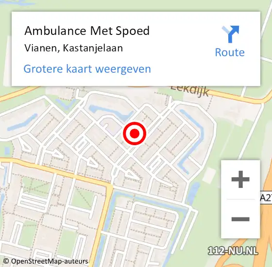 Locatie op kaart van de 112 melding: Ambulance Met Spoed Naar Vianen, Kastanjelaan op 5 april 2017 13:15