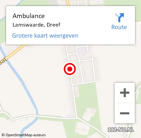 Locatie op kaart van de 112 melding: Ambulance Lamswaarde, Dreef op 5 april 2017 13:22