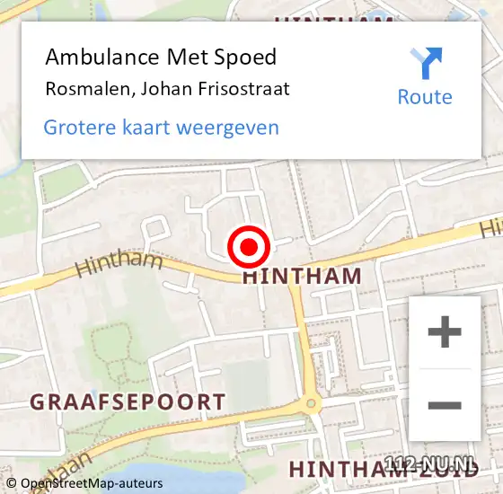 Locatie op kaart van de 112 melding: Ambulance Met Spoed Naar Rosmalen, Johan Frisostraat op 5 april 2017 13:23