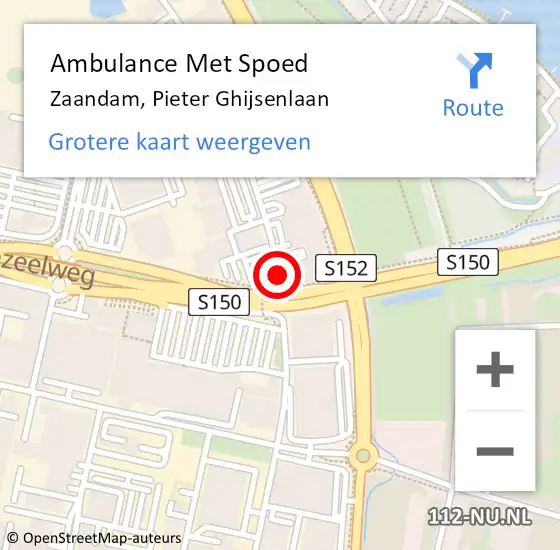 Locatie op kaart van de 112 melding: Ambulance Met Spoed Naar Zaandam, Pieter Ghijsenlaan op 5 april 2017 13:50