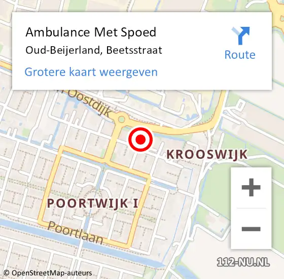 Locatie op kaart van de 112 melding: Ambulance Met Spoed Naar Oud-Beijerland, Beetsstraat op 5 april 2017 13:54