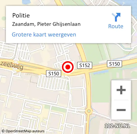 Locatie op kaart van de 112 melding: Politie Zaandam, Pieter Ghijsenlaan op 5 april 2017 13:58