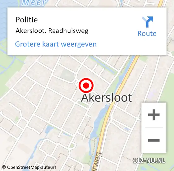 Locatie op kaart van de 112 melding: Politie Akersloot, Raadhuisweg op 5 april 2017 15:01