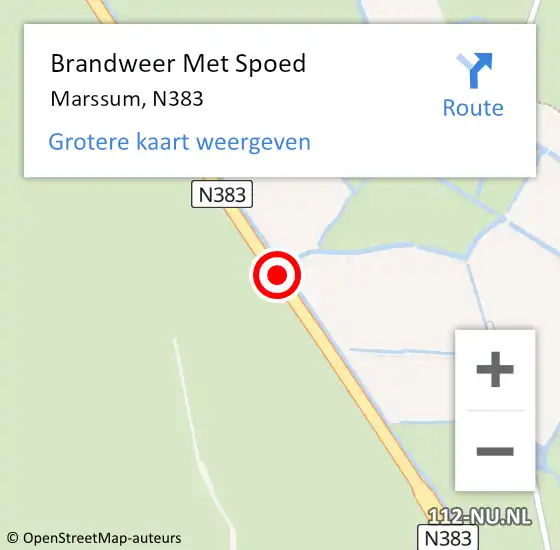 Locatie op kaart van de 112 melding: Brandweer Met Spoed Naar Marssum, N383 op 5 april 2017 15:10