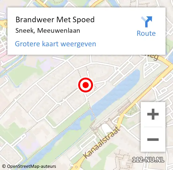 Locatie op kaart van de 112 melding: Brandweer Met Spoed Naar Sneek, Meeuwenlaan op 5 april 2017 15:27