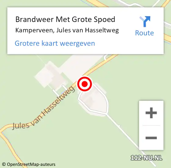 Locatie op kaart van de 112 melding: Brandweer Met Grote Spoed Naar Kamperveen, Jules van Hasseltweg op 5 april 2017 15:56