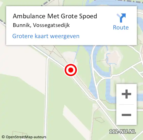 Locatie op kaart van de 112 melding: Ambulance Met Grote Spoed Naar Bunnik, Vossegatsedijk op 5 april 2017 16:49