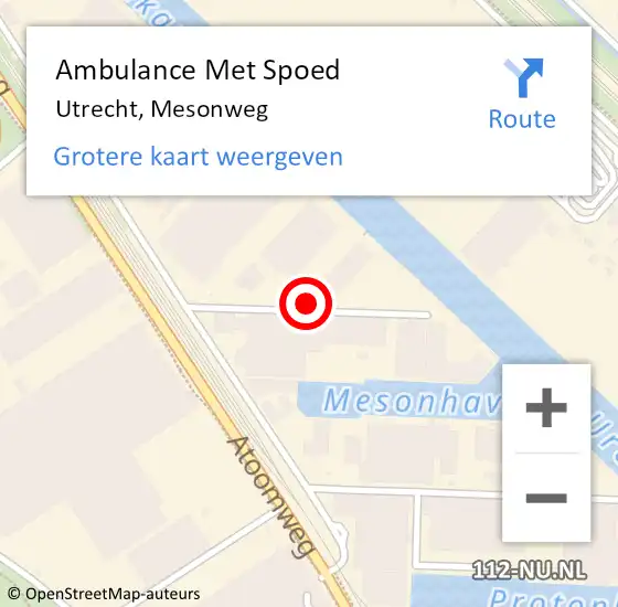 Locatie op kaart van de 112 melding: Ambulance Met Spoed Naar Utrecht, Mesonweg op 5 april 2017 17:21