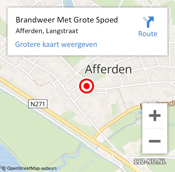 Locatie op kaart van de 112 melding: Brandweer Met Grote Spoed Naar Afferden, Langstraat op 5 april 2017 17:39