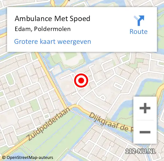 Locatie op kaart van de 112 melding: Ambulance Met Spoed Naar Edam, Poldermolen op 5 april 2017 18:02