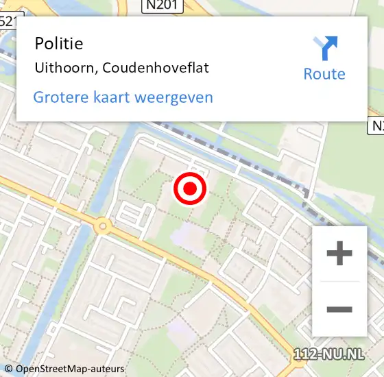 Locatie op kaart van de 112 melding: Politie Uithoorn, Coudenhoveflat op 5 april 2017 18:12