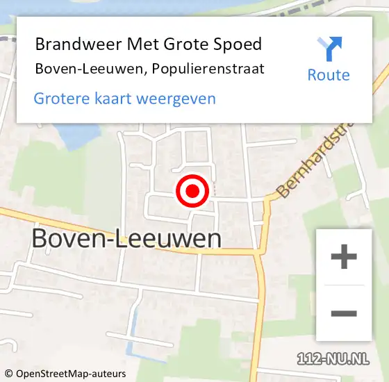 Locatie op kaart van de 112 melding: Brandweer Met Grote Spoed Naar Boven-Leeuwen, Populierenstraat op 5 april 2017 18:16