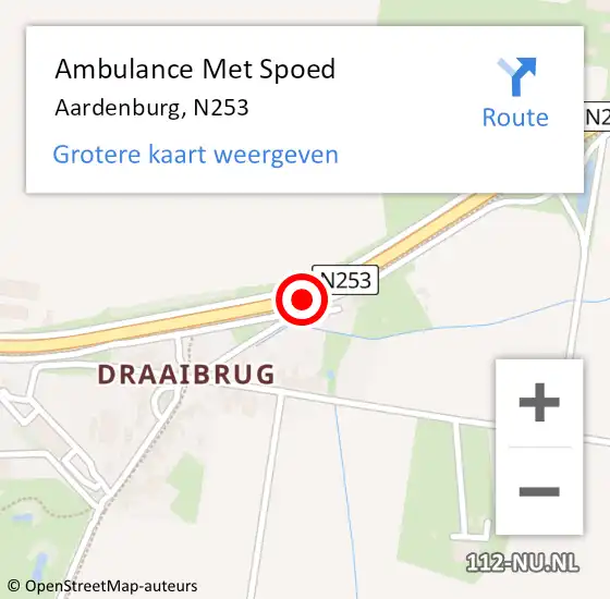 Locatie op kaart van de 112 melding: Ambulance Met Spoed Naar Aardenburg, N253 op 5 april 2017 19:31