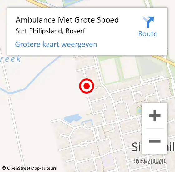 Locatie op kaart van de 112 melding: Ambulance Met Grote Spoed Naar Sint Philipsland, Boserf op 5 april 2017 20:03