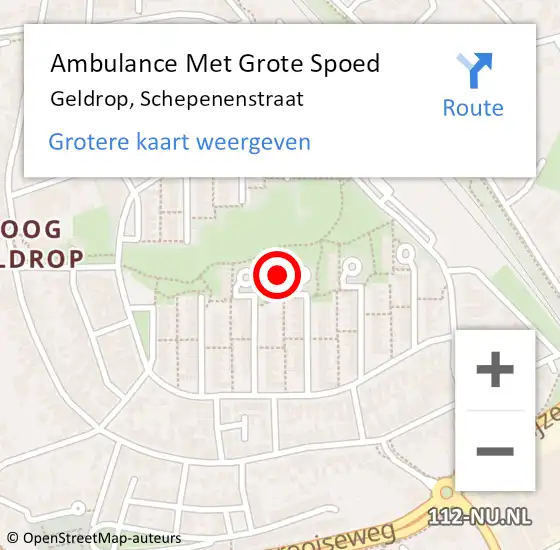 Locatie op kaart van de 112 melding: Ambulance Met Grote Spoed Naar Geldrop, Schepenenstraat op 5 april 2017 20:04