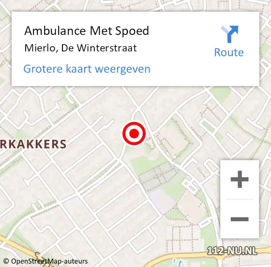 Locatie op kaart van de 112 melding: Ambulance Met Spoed Naar Mierlo, De Winterstraat op 5 april 2017 21:00