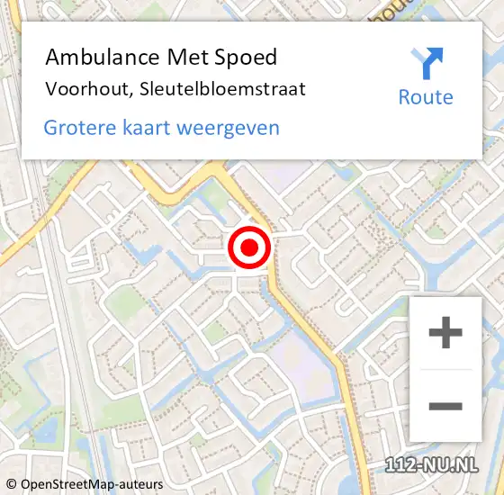 Locatie op kaart van de 112 melding: Ambulance Met Spoed Naar Voorhout, Sleutelbloemstraat op 5 april 2017 21:41