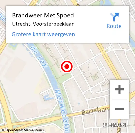 Locatie op kaart van de 112 melding: Brandweer Met Spoed Naar Utrecht, Voorsterbeeklaan op 5 april 2017 21:43