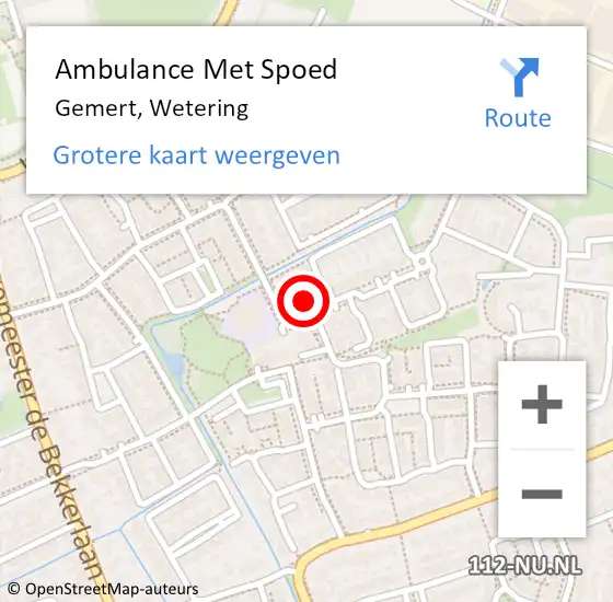 Locatie op kaart van de 112 melding: Ambulance Met Spoed Naar Gemert, Wetering op 5 april 2017 21:51