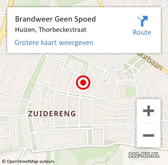 Locatie op kaart van de 112 melding: Brandweer Geen Spoed Naar Huizen, Thorbeckestraat op 5 april 2017 22:01