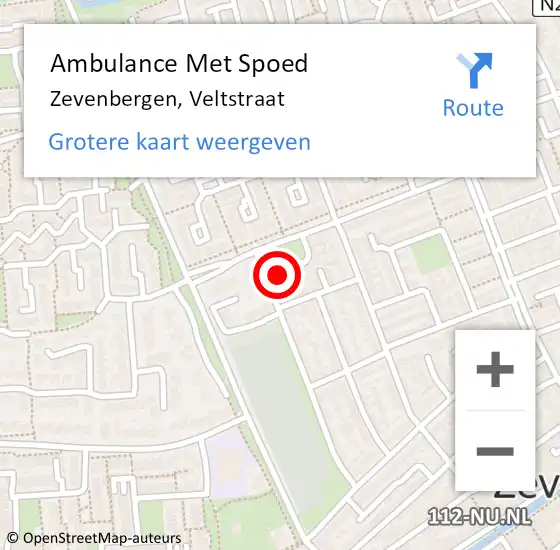 Locatie op kaart van de 112 melding: Ambulance Met Spoed Naar Zevenbergen, Veltstraat op 5 april 2017 22:07