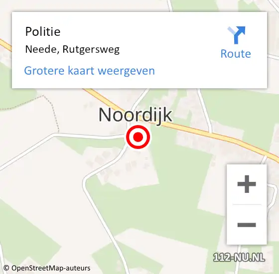 Locatie op kaart van de 112 melding: Politie Neede, Rutgersweg op 5 april 2017 22:10