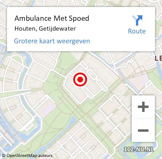 Locatie op kaart van de 112 melding: Ambulance Met Spoed Naar Houten, Getijdewater op 5 april 2017 22:18