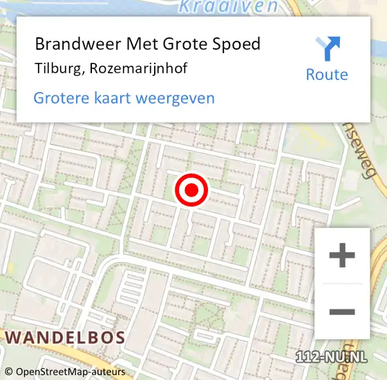 Locatie op kaart van de 112 melding: Brandweer Met Grote Spoed Naar Tilburg, Rozemarijnhof op 6 april 2017 00:34