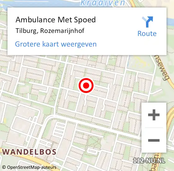 Locatie op kaart van de 112 melding: Ambulance Met Spoed Naar Tilburg, Rozemarijnhof op 6 april 2017 00:45