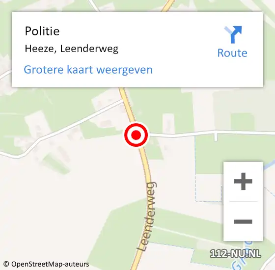 Locatie op kaart van de 112 melding: Politie Heeze, Leenderweg op 6 april 2017 01:25