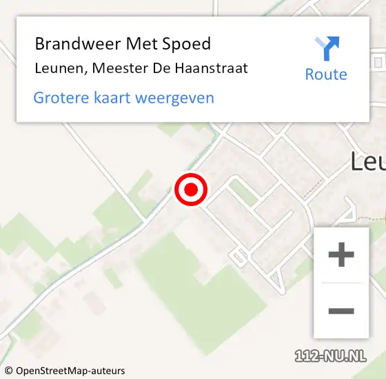 Locatie op kaart van de 112 melding: Brandweer Met Spoed Naar Leunen, Meester De Haanstraat op 6 april 2017 02:16