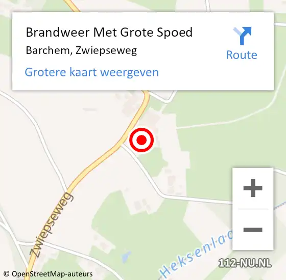 Locatie op kaart van de 112 melding: Brandweer Met Grote Spoed Naar Barchem, Zwiepseweg op 6 april 2017 02:44