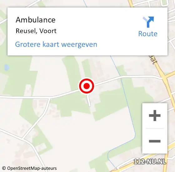 Locatie op kaart van de 112 melding: Ambulance Reusel, Voort op 6 april 2017 03:00