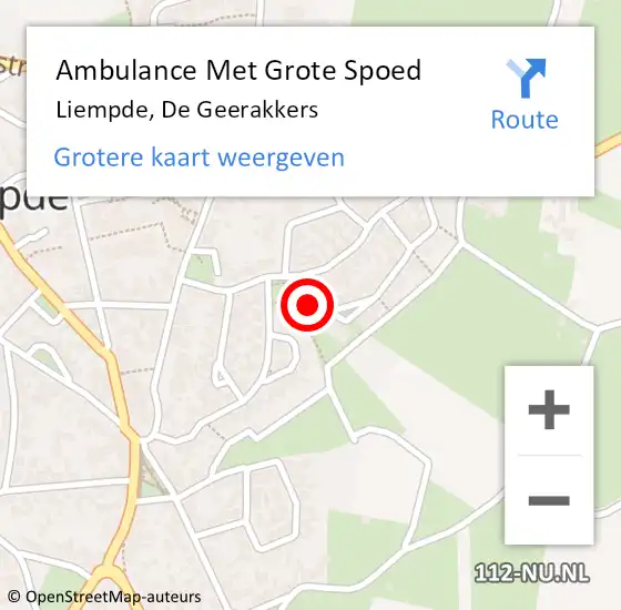 Locatie op kaart van de 112 melding: Ambulance Met Grote Spoed Naar Liempde, De Geerakkers op 6 april 2017 05:15