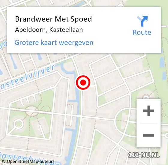 Locatie op kaart van de 112 melding: Brandweer Met Spoed Naar Apeldoorn, Kasteellaan op 16 januari 2014 10:11