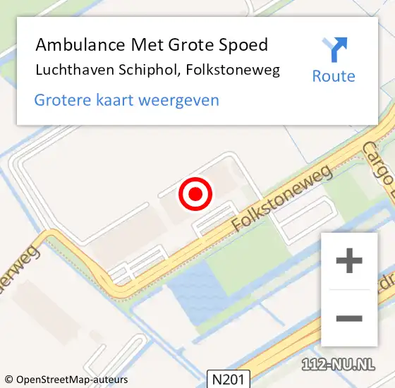 Locatie op kaart van de 112 melding: Ambulance Met Grote Spoed Naar Luchthaven Schiphol, Folkstoneweg op 6 april 2017 07:35