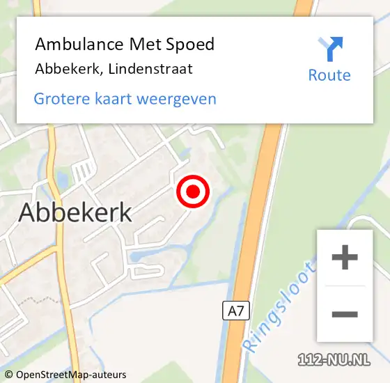 Locatie op kaart van de 112 melding: Ambulance Met Spoed Naar Abbekerk, Lindenstraat op 6 april 2017 07:41