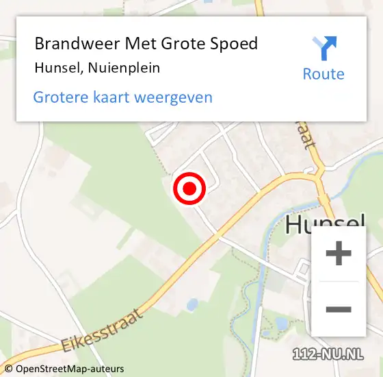 Locatie op kaart van de 112 melding: Brandweer Met Grote Spoed Naar Hunsel, Nuienplein op 6 april 2017 07:50