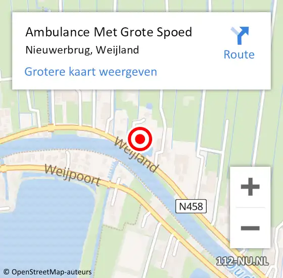 Locatie op kaart van de 112 melding: Ambulance Met Grote Spoed Naar Nieuwerbrug, Weijland op 6 april 2017 08:40