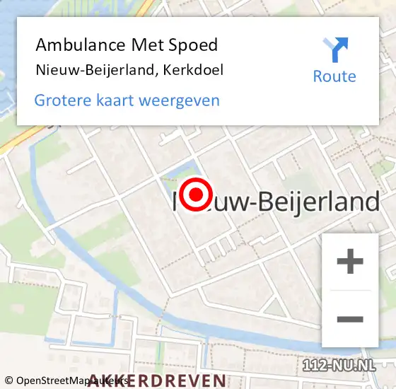 Locatie op kaart van de 112 melding: Ambulance Met Spoed Naar Nieuw-Beijerland, Kerkdoel op 6 april 2017 08:45