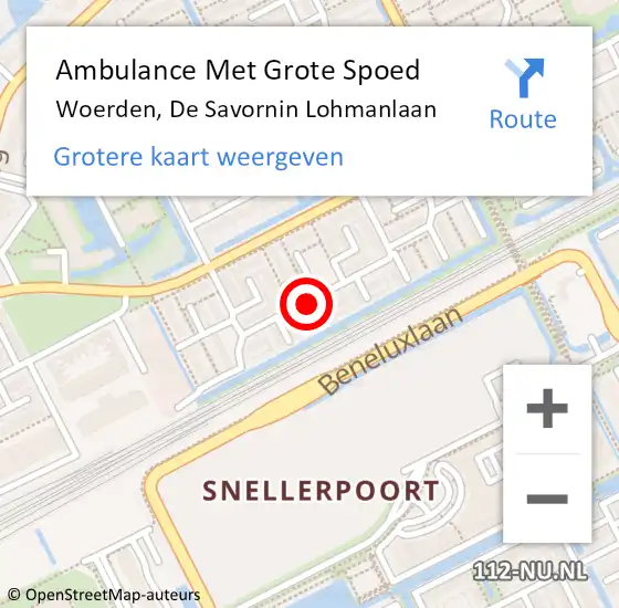 Locatie op kaart van de 112 melding: Ambulance Met Grote Spoed Naar Woerden, De Savornin Lohmanlaan op 6 april 2017 09:09