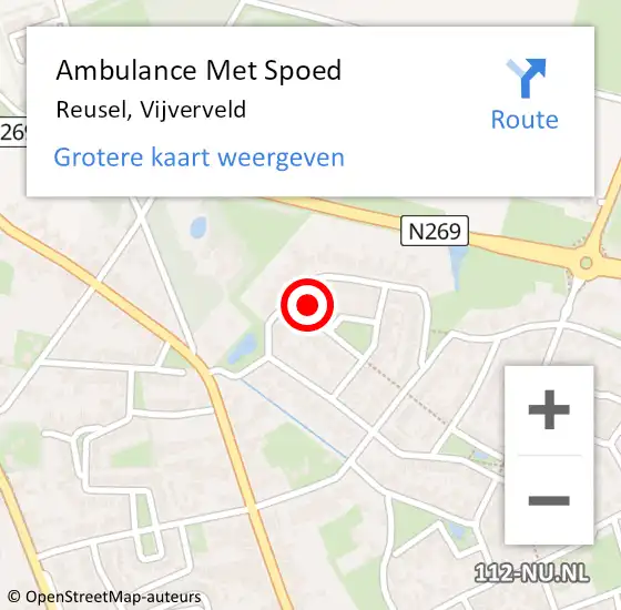 Locatie op kaart van de 112 melding: Ambulance Met Spoed Naar Reusel, Vijverveld op 6 april 2017 09:43